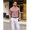 imageCOOFANDY Mens Knit Button Down Shirts Short Sleeve Vintage Polo Shirt Casual Vacation Beach ShirtsPink