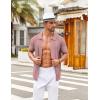 imageCOOFANDY Mens Knit Button Down Shirts Short Sleeve Vintage Polo Shirt Casual Vacation Beach ShirtsPink