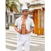 imageCOOFANDY Mens Knit Button Down Shirts Short Sleeve Vintage Polo Shirt Casual Vacation Beach ShirtsWhite