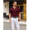 imageCOOFANDY Mens Knit Button Down Shirts Short Sleeve Vintage Polo Shirt Casual Vacation Beach ShirtsWine Red