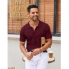 imageCOOFANDY Mens Knit Button Down Shirts Short Sleeve Vintage Polo Shirt Casual Vacation Beach ShirtsWine Red