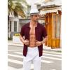 imageCOOFANDY Mens Knit Button Down Shirts Short Sleeve Vintage Polo Shirt Casual Vacation Beach ShirtsWine Red