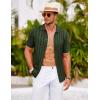 imageCOOFANDY Mens Knit Polo Shirt Vintage Button Down Shirt Short Sleeve Hawaiian Shirt 2025 Summer Fashion Beach ShirtsArmy Green