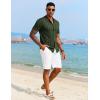 imageCOOFANDY Mens Knit Polo Shirt Vintage Button Down Shirt Short Sleeve Hawaiian Shirt 2025 Summer Fashion Beach ShirtsArmy Green