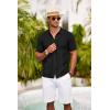 imageCOOFANDY Mens Knit Polo Shirt Vintage Button Down Shirt Short Sleeve Hawaiian Shirt 2025 Summer Fashion Beach ShirtsBlack