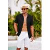 imageCOOFANDY Mens Knit Polo Shirt Vintage Button Down Shirt Short Sleeve Hawaiian Shirt 2025 Summer Fashion Beach ShirtsBlack