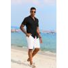 imageCOOFANDY Mens Knit Polo Shirt Vintage Button Down Shirt Short Sleeve Hawaiian Shirt 2025 Summer Fashion Beach ShirtsBlack