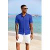imageCOOFANDY Mens Knit Polo Shirt Vintage Button Down Shirt Short Sleeve Hawaiian Shirt 2025 Summer Fashion Beach ShirtsBlue2
