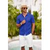 imageCOOFANDY Mens Knit Polo Shirt Vintage Button Down Shirt Short Sleeve Hawaiian Shirt 2025 Summer Fashion Beach ShirtsBlue2