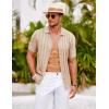 imageCOOFANDY Mens Knit Polo Shirt Vintage Button Down Shirt Short Sleeve Hawaiian Shirt 2025 Summer Fashion Beach ShirtsCream