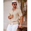 imageCOOFANDY Mens Knit Polo Shirt Vintage Button Down Shirt Short Sleeve Hawaiian Shirt 2025 Summer Fashion Beach ShirtsCream