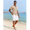 imageCOOFANDY Mens Knit Polo Shirt Vintage Button Down Shirt Short Sleeve Hawaiian Shirt 2025 Summer Fashion Beach ShirtsCream