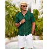 imageCOOFANDY Mens Knit Polo Shirt Vintage Button Down Shirt Short Sleeve Hawaiian Shirt 2025 Summer Fashion Beach ShirtsGreen