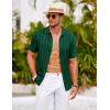 imageCOOFANDY Mens Knit Polo Shirt Vintage Button Down Shirt Short Sleeve Hawaiian Shirt 2025 Summer Fashion Beach ShirtsGreen