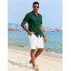 imageCOOFANDY Mens Knit Polo Shirt Vintage Button Down Shirt Short Sleeve Hawaiian Shirt 2025 Summer Fashion Beach ShirtsGreen