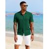 imageCOOFANDY Mens Knit Polo Shirt Vintage Button Down Shirt Short Sleeve Hawaiian Shirt 2025 Summer Fashion Beach ShirtsGreen
