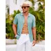 imageCOOFANDY Mens Knit Polo Shirt Vintage Button Down Shirt Short Sleeve Hawaiian Shirt 2025 Summer Fashion Beach ShirtsIce Green
