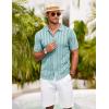 imageCOOFANDY Mens Knit Polo Shirt Vintage Button Down Shirt Short Sleeve Hawaiian Shirt 2025 Summer Fashion Beach ShirtsIce Green