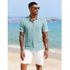 imageCOOFANDY Mens Knit Polo Shirt Vintage Button Down Shirt Short Sleeve Hawaiian Shirt 2025 Summer Fashion Beach ShirtsIce Green