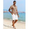 imageCOOFANDY Mens Knit Polo Shirt Vintage Button Down Shirt Short Sleeve Hawaiian Shirt 2025 Summer Fashion Beach ShirtsKhaki