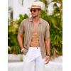 imageCOOFANDY Mens Knit Polo Shirt Vintage Button Down Shirt Short Sleeve Hawaiian Shirt 2025 Summer Fashion Beach ShirtsKhaki