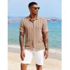 imageCOOFANDY Mens Knit Polo Shirt Vintage Button Down Shirt Short Sleeve Hawaiian Shirt 2025 Summer Fashion Beach ShirtsKhaki