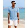 imageCOOFANDY Mens Knit Polo Shirt Vintage Button Down Shirt Short Sleeve Hawaiian Shirt 2025 Summer Fashion Beach ShirtsLight Blue