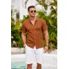 imageCOOFANDY Mens Knit Polo Shirt Vintage Button Down Shirt Short Sleeve Hawaiian Shirt 2025 Summer Fashion Beach ShirtsLight Brown