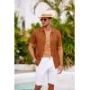imageCOOFANDY Mens Knit Polo Shirt Vintage Button Down Shirt Short Sleeve Hawaiian Shirt 2025 Summer Fashion Beach ShirtsLight Brown