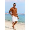 imageCOOFANDY Mens Knit Polo Shirt Vintage Button Down Shirt Short Sleeve Hawaiian Shirt 2025 Summer Fashion Beach ShirtsLight Brown