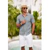 imageCOOFANDY Mens Knit Polo Shirt Vintage Button Down Shirt Short Sleeve Hawaiian Shirt 2025 Summer Fashion Beach ShirtsLight Grey