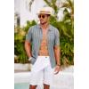 imageCOOFANDY Mens Knit Polo Shirt Vintage Button Down Shirt Short Sleeve Hawaiian Shirt 2025 Summer Fashion Beach ShirtsLight Grey