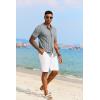 imageCOOFANDY Mens Knit Polo Shirt Vintage Button Down Shirt Short Sleeve Hawaiian Shirt 2025 Summer Fashion Beach ShirtsLight Grey