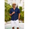 imageCOOFANDY Mens Knit Polo Shirt Vintage Button Down Shirt Short Sleeve Hawaiian Shirt 2025 Summer Fashion Beach ShirtsNavy Blue