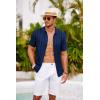 imageCOOFANDY Mens Knit Polo Shirt Vintage Button Down Shirt Short Sleeve Hawaiian Shirt 2025 Summer Fashion Beach ShirtsNavy Blue