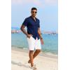 imageCOOFANDY Mens Knit Polo Shirt Vintage Button Down Shirt Short Sleeve Hawaiian Shirt 2025 Summer Fashion Beach ShirtsNavy Blue