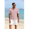 imageCOOFANDY Mens Knit Polo Shirt Vintage Button Down Shirt Short Sleeve Hawaiian Shirt 2025 Summer Fashion Beach ShirtsPink