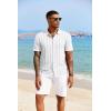 imageCOOFANDY Mens Knit Polo Shirt Vintage Button Down Shirt Short Sleeve Hawaiian Shirt 2025 Summer Fashion Beach ShirtsWhite