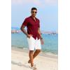 imageCOOFANDY Mens Knit Polo Shirt Vintage Button Down Shirt Short Sleeve Hawaiian Shirt 2025 Summer Fashion Beach ShirtsWine Red