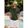imageCOOFANDY Mens Knit Polo Shirts Casual Short Sleeve Button Down Shirts Crochet Classic Golf Polo Collared ShirtsArmy Green