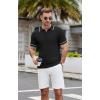 imageCOOFANDY Mens Knit Polo Shirts Casual Short Sleeve Button Down Shirts Crochet Classic Golf Polo Collared ShirtsBlack