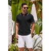 imageCOOFANDY Mens Knit Polo Shirts Casual Short Sleeve Button Down Shirts Crochet Classic Golf Polo Collared ShirtsBlack