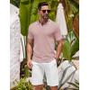 imageCOOFANDY Mens Knit Polo Shirts Casual Short Sleeve Button Down Shirts Crochet Classic Golf Polo Collared ShirtsBright Pink