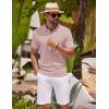 imageCOOFANDY Mens Knit Polo Shirts Casual Short Sleeve Button Down Shirts Crochet Classic Golf Polo Collared ShirtsBright Pink