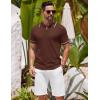 imageCOOFANDY Mens Knit Polo Shirts Casual Short Sleeve Button Down Shirts Crochet Classic Golf Polo Collared ShirtsBrown