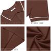 imageCOOFANDY Mens Knit Polo Shirts Casual Short Sleeve Button Down Shirts Crochet Classic Golf Polo Collared ShirtsBrown