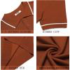 imageCOOFANDY Mens Knit Polo Shirts Casual Short Sleeve Button Down Shirts Crochet Classic Golf Polo Collared ShirtsCaramel