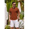 imageCOOFANDY Mens Knit Polo Shirts Casual Short Sleeve Button Down Shirts Crochet Classic Golf Polo Collared ShirtsCaramel