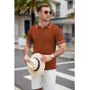 imageCOOFANDY Mens Knit Polo Shirts Casual Short Sleeve Button Down Shirts Crochet Classic Golf Polo Collared ShirtsCaramel