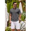 imageCOOFANDY Mens Knit Polo Shirts Casual Short Sleeve Button Down Shirts Crochet Classic Golf Polo Collared ShirtsDark Grey